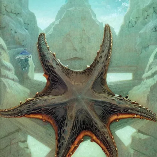 Image similar to Patrick Starfish with his tongue sticking out and a tab of lsd blotter on it, highly detailed, artstation, intricate, smooth, sharp focus, illustration, art by greg rutkowski and orientalism and bouguereau and Zdzislaw Beksinski, good clear quality, lighting, biology, symmetrical artwork, perfect face, 135 mm, cinematic, hyper realism, high detail, octane render, 8k, chrome accents