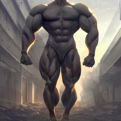 Image similar to a hyper - muscular anthropomorphized horse wearing a tactical bodysuit standing in the ruins of a facility, equine, bodybuilder physique, dynamic pose, highly detailed, digital painting, artstation, concept art, illustration by artgerm, greg rutkowski, makoto shinkai