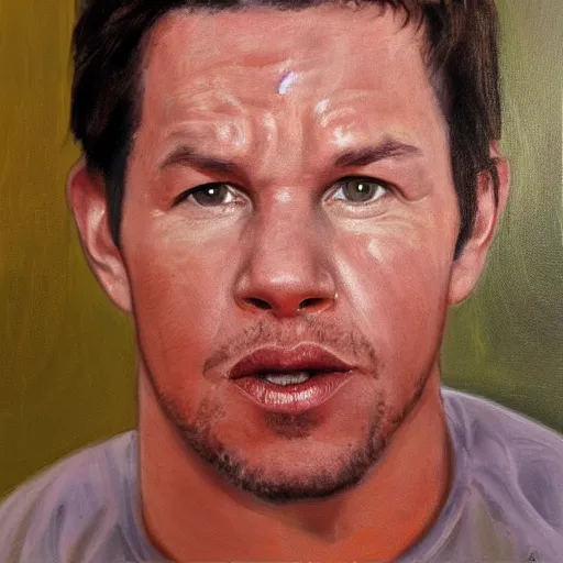 Image similar to portrait of mark wahlberg in makeup as kobe bryant, oil on canvas by william sidney mont, trending on art station