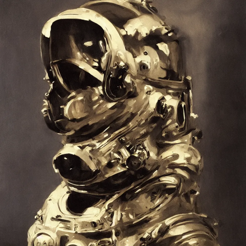 Image similar to a detailed bust of an astronaut helmet by camille corot, dynamic lighting, cinematic, epic composition, masterpiece