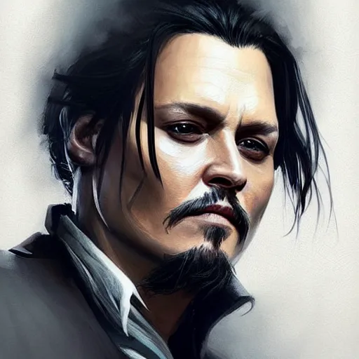 Image similar to “ portrait of johnny depp by greg rutkowski, young, attractive, highly detailed portrait, scifi, digital painting, artstation, concept art, smooth, sharp foccus ilustration, artstation hq ”