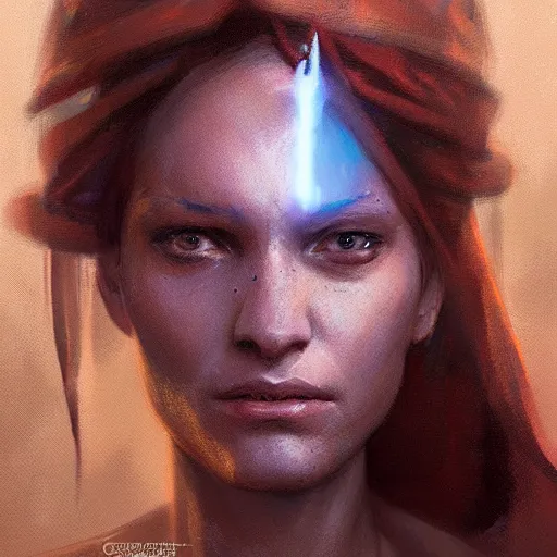 Prompt: hyperrealistic cyborg genie, portrait by greg rutkowski