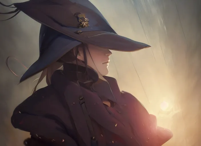 Prompt: portrait of lady maria, helm of second world war warship in background, illustration concept art anime key visual trending pixiv fanbox by wlop and greg rutkowski and makoto shinkai and studio ghibli and kyoto animation, symmetrical facial features, astral witch clothes, dieselpunk, realistic anatomy, grimdark, volumetric lighting, backlit