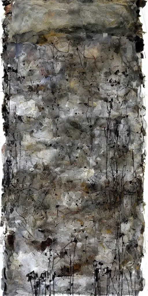 Image similar to artwork by anselm kiefer,