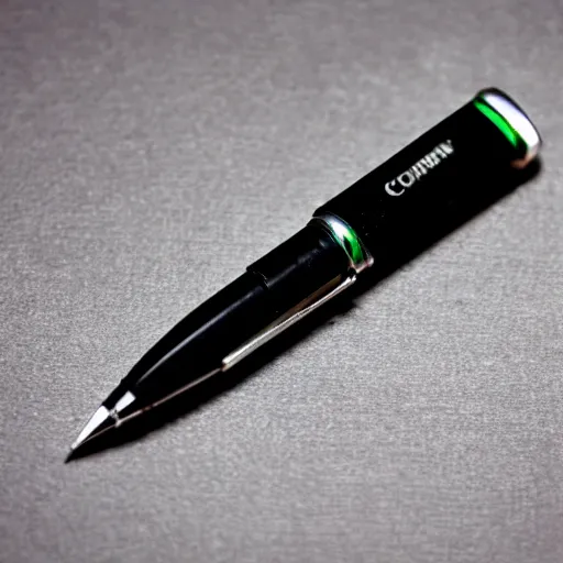 Prompt: a photo of an ink pen that is also knife by corona krause