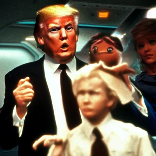 Image similar to donald trump in alien, movie scene, 8 k,