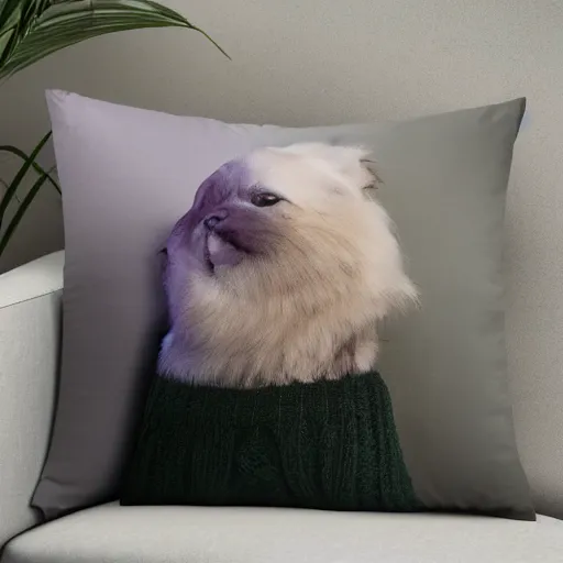 Prompt: photo of grogu holding a pillow, photorealistic, hd