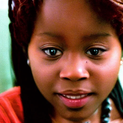 Image similar to a cinematic film still of A 1990s black sitcom, portrait, 40mm lens, shallow depth of field, close up, split lighting, cinematic