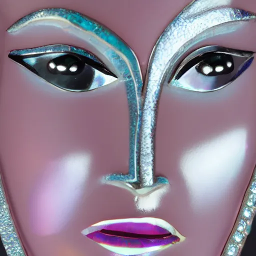 Image similar to girl made from mother of pearl 4 k close up