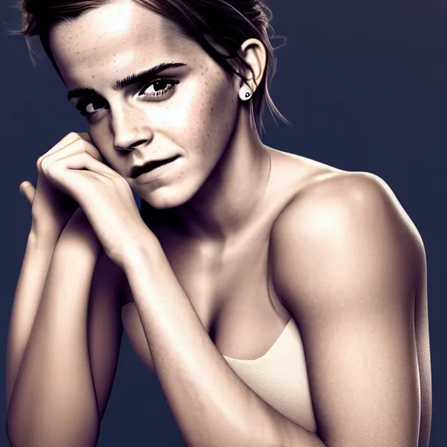 Prompt: emma watson, fit body, highly detailed, 4 k, hdr, smooth, sharp focus, high resolution, award - winning photo, boris valejo, photorealistic
