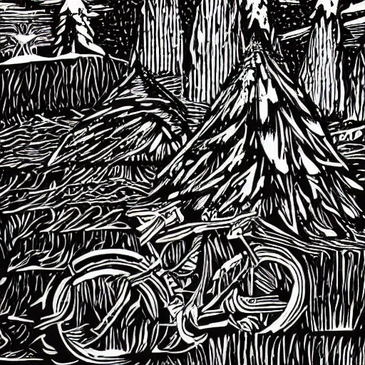 Image similar to the 1 2 days of christmas, extreme detail, wood cut print