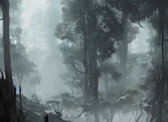 Image similar to a forest made of hair that never stops growing, concept art, art by greg rutkowski, thriller scene