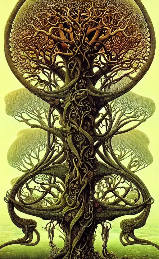 Image similar to tree of life by roger dean and andrew ferez, art forms of nature by ernst haeckel, divine chaos engine, symbolist, visionary, art nouveau, botanical fractal structures, organic, detailed, realistic, surreality