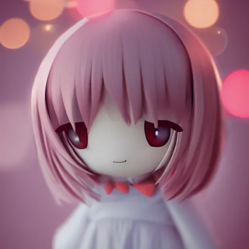 Prompt: cute fumo plush of a girl with a big heart, monsterblob anime girl, asymmetric beauty, bokeh, vray