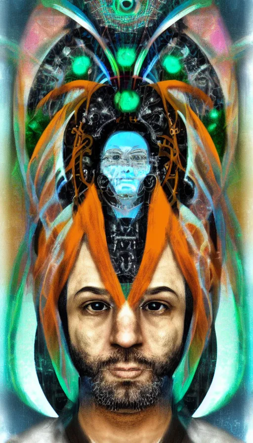 Image similar to portrait of a digital shaman, by khara inc