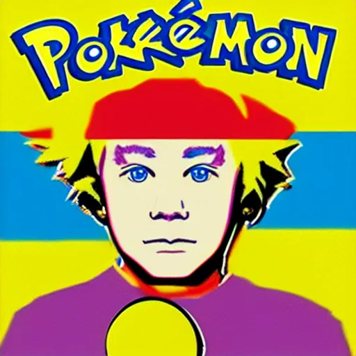 Image similar to pokemon gold version cover art in the style of andy warhol