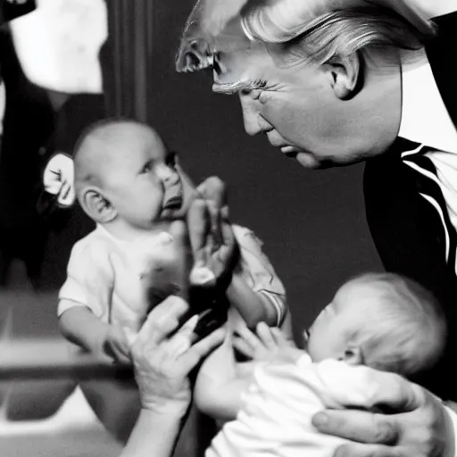 Prompt: Donald Trump slapping a baby