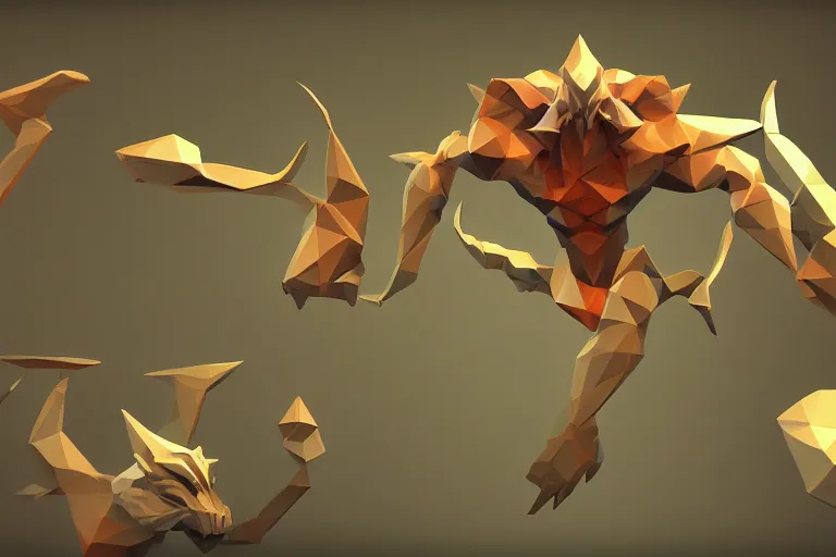 Image similar to low poly morph from dota 2, high detailed, 4 k, screenshot