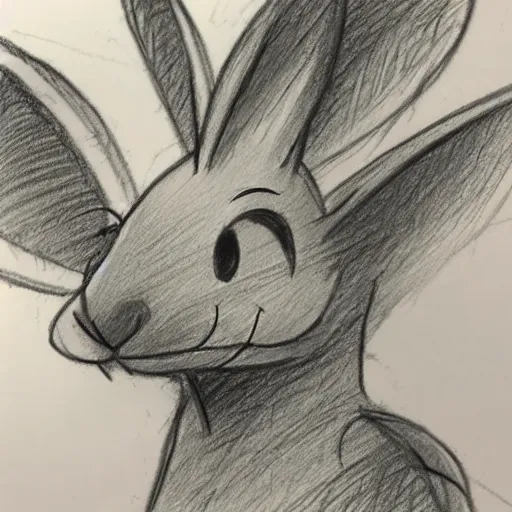 Image similar to milt kahl pencil sketch of a rabbit in the forest disney style