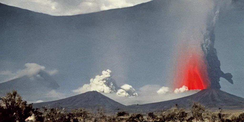 Image similar to Great volcanic eruption, Frida style.