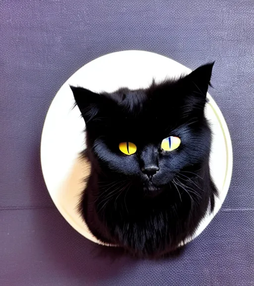 Image similar to chomusuke the black fluffy cat, chantilly - tiffany cat