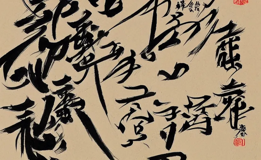 Image similar to kyozan joshu sasaki, caligraphy, drawings, good quality, drawings on paper, brush, japanese