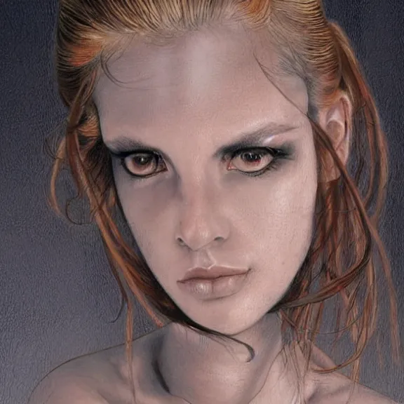 Prompt: a highly detailed portrait in the style of john currin and in the style of luis royo.