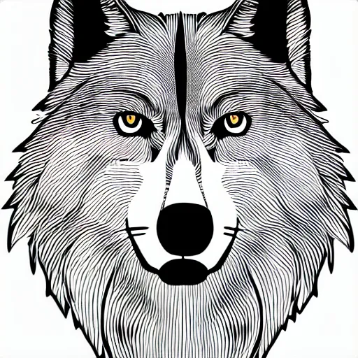 Image similar to professional but simple line art of a wolf, outline, high quality, HD, 8K, award-winning