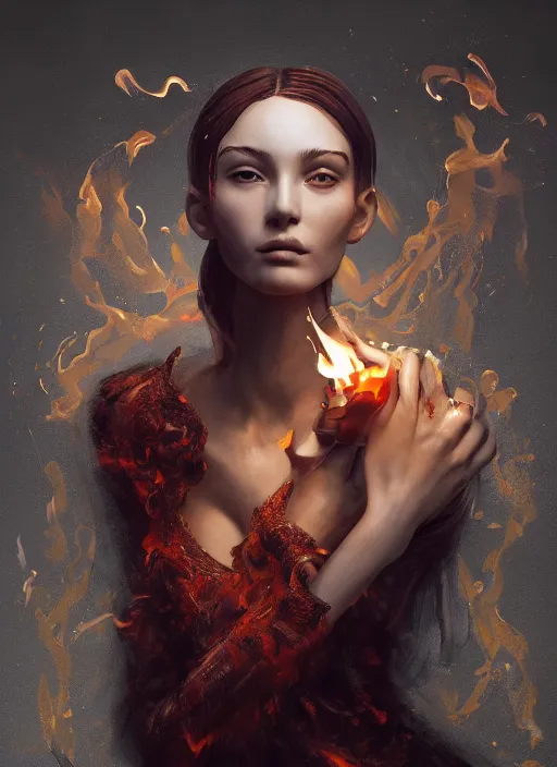 Image similar to sculpture made of flame, portrait, female, future, torch, fire, harper's bazaar, vogue, fashion magazine, intricate, concept art, close up, ornate, luxury, elite, elegant, trending on artstation, by ruan jia, by Kenneth Willardt, by ross tran, by WLOP, by Andrei Riabovitchev,