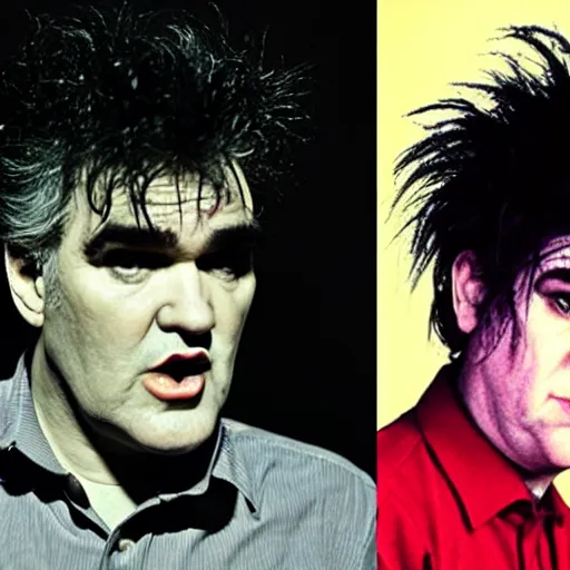 Image similar to morrissey mixed with robert smith