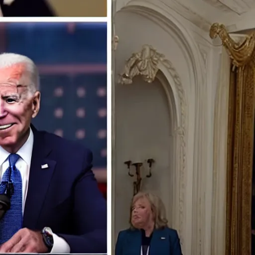 Prompt: joe biden accidentally uses a burger as a phone call