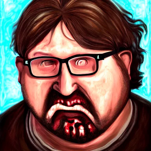 Image similar to visceral portrait of a zombified gabe newell
