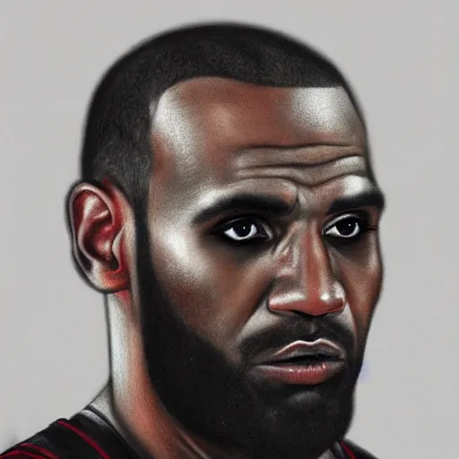 Prompt: a spooky, gothic airbrush portrait of LeBron James