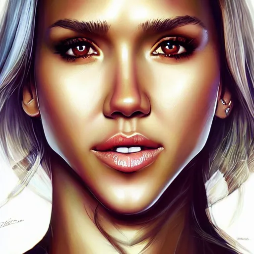 Image similar to ' a portrait of a jessica alba by artgerm'