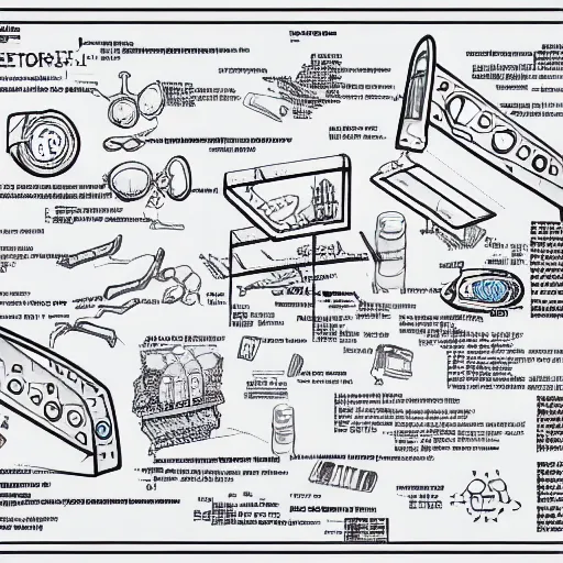 Prompt: medical diagram of spongebob hyper realistic details, part list, diagram, blueprint, manuscript, detailed line art