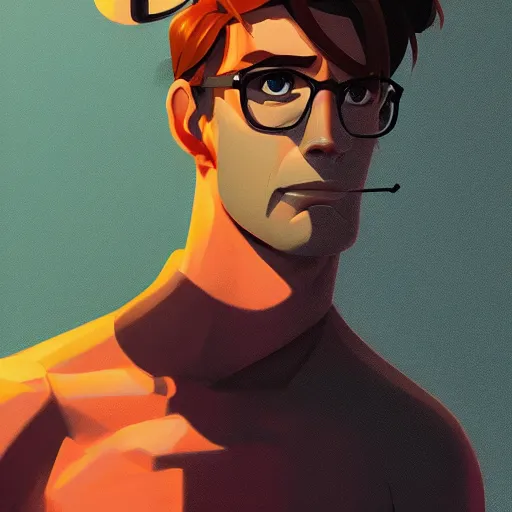 Image similar to face icon stylized minimalist michael crichton, loftis, cory behance hd by jesper ejsing, by rhads, makoto shinkai and lois van baarle, ilya kuvshinov, rossdraws global illumination