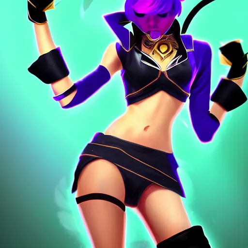 Prompt: K/DA Akali, Riot Games, League of Legends, by Marie Magny