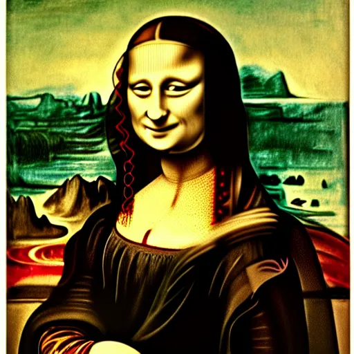 Image similar to mona lisa painted by edvard munch