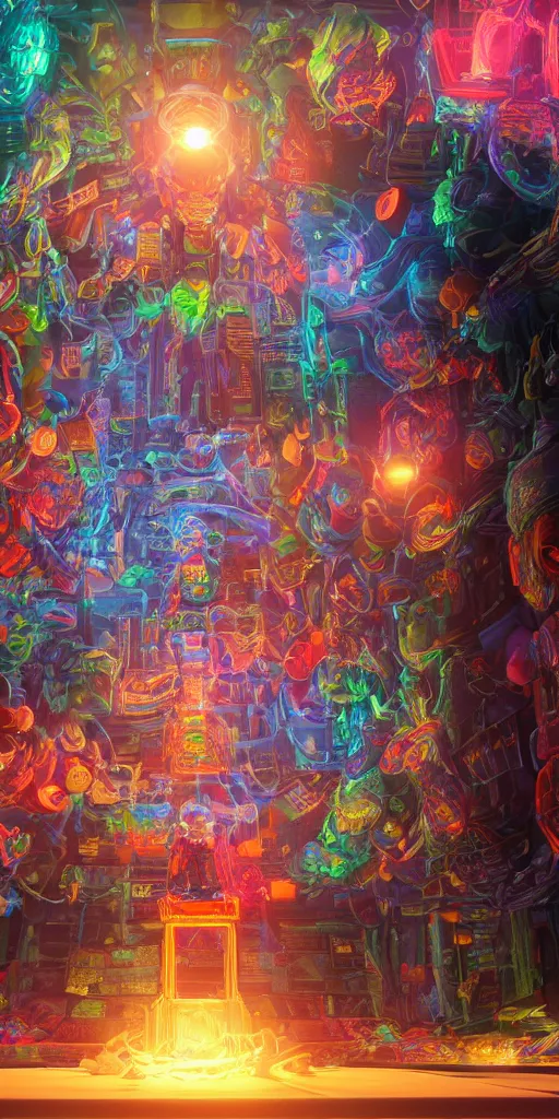 Image similar to cinema 4 d colorful render, crt, coded humanoid, hooded robbed ceremony, ethernet cable, extremely detailed, insanely detailed and intricate, high detail, ordo templi orientis background, depth field, unreal engine, deep focus, movie still, dramatic lighting, by yohji yamamoto, 4 k concept art and hyper realism