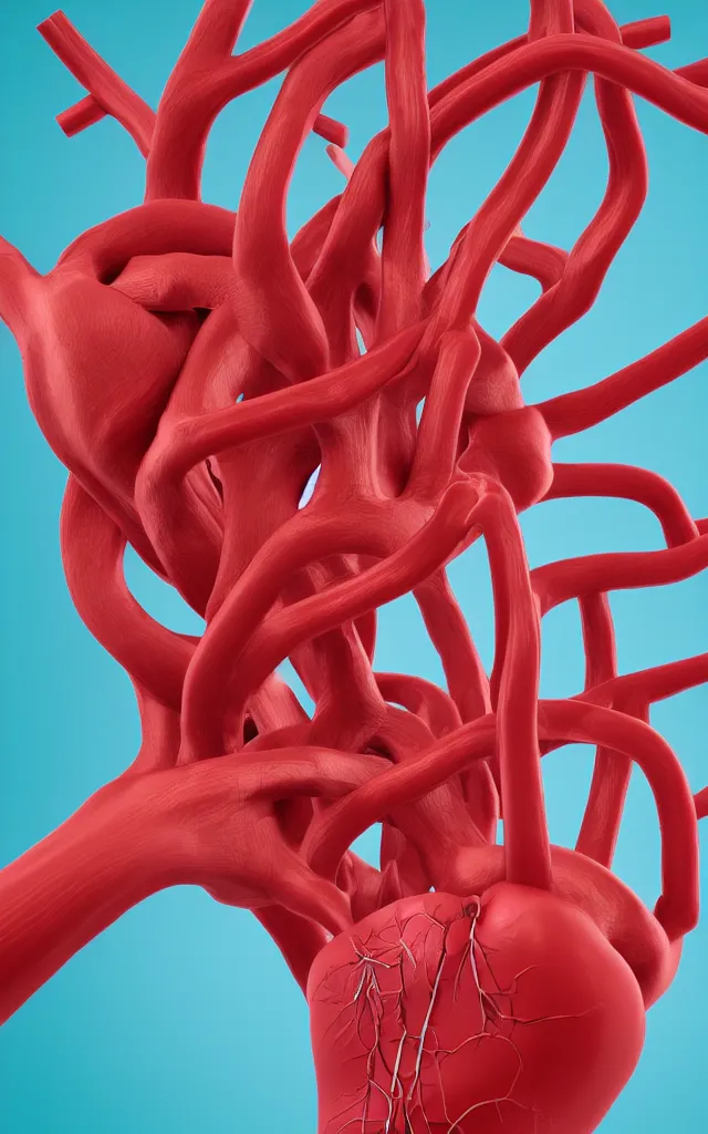 Image similar to scientific medical 3d animation of the detailed veins of a heart arteries in their hands photography 3d octane plastic render greenchromakey background