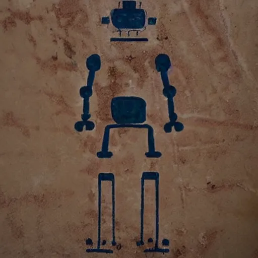 Image similar to ancient cave painting of a robot