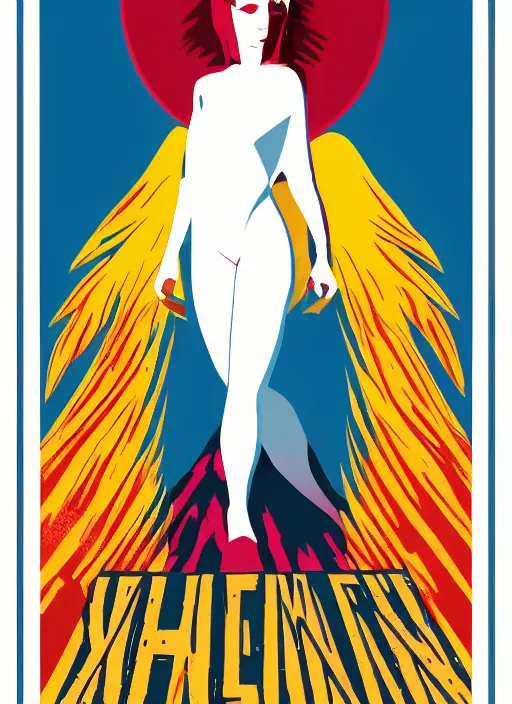 Prompt: white phoenix on salt mountain simple background simplified design geometric graphic design Richard Amsel style