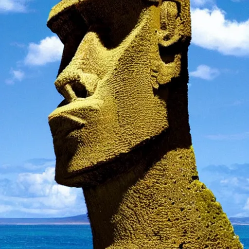 Prompt: makoto shinkai easter island head