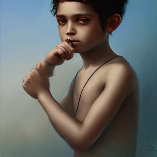 Prompt: 👦🏽 by tom bagshaw