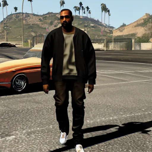 Image similar to kanye west, gta v style, cover