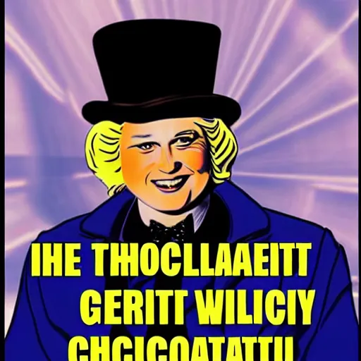 Image similar to geert wilders as willy wonka and the chocolate factory