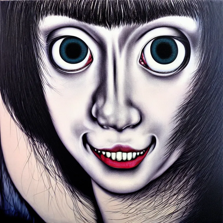 Prompt: light up my life. by junji ito, hyperrealistic photorealism acrylic on canvas