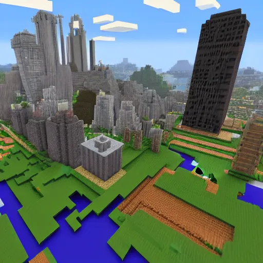 Image similar to minecraft version of the new york skyline.