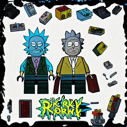 Prompt: rick and morty as lego