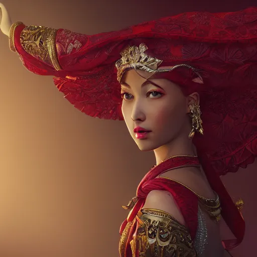 Image similar to wonderful princess of ruby with tan skin, ornate 8 k gorgeous intricate detailed, accent lighting, dramatic light, octane render